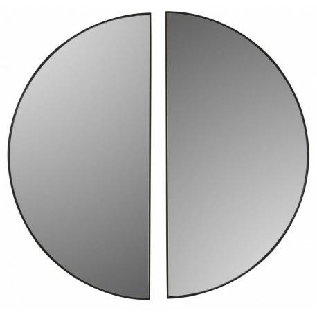 Miroir New York Athezza Décoration Murale en Verre Glace en Métal Noir 80x80cm
