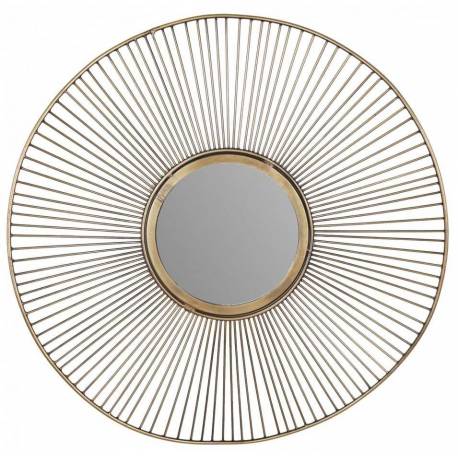 Miroir Mélanie Athezza Glace Ronde Murale Rayon en Laiton Doré 90x90cm