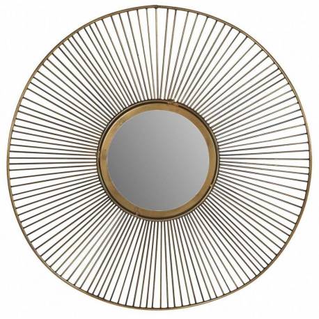 Miroir Mélanie Athezza Glace Ronde Murale Rayon en Laiton Doré 48x48cm
