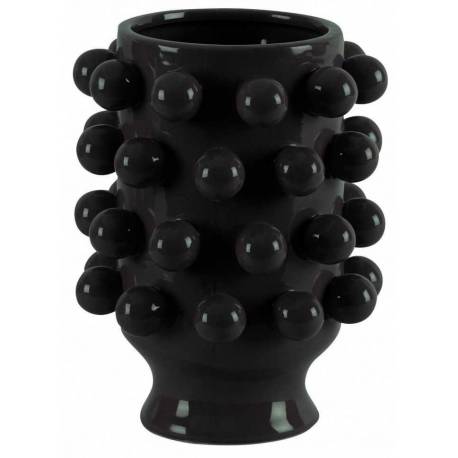 Céramique de Décoration Grappa Noire Athezza Vase Décoration à Poser en Grès 18,7x18,7x24cm