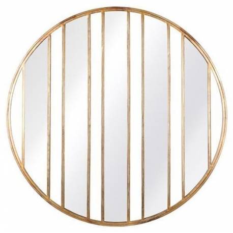 Miroir Barreaux Athezza Décoration Murale Ronde Glace en Métal de Couleur Gold 91,5x91,5cm