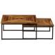 Table Basse Quadro Marque Hanjel Set de 2 Consoles Sellettes Guéridons 2 Dimensions en Teck et Métal 40x80x80cm