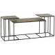 Set de 3 Tables Basses Niveaux Athezza Sellettes Tables Gigognes en Métal et Aluminium Couleur Laitonnée et Noire 44x46x85cm