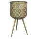 Porte Plantes Botanique L Dutchbone Porte Pot sur Trépied en Métal Ajouré Couleur Laitonnée 28,5x28,5x53cm