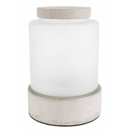 Vase Reina L Zuiver Décoration à Poser Lumineuse en Béton Gris et Verre Givré avec Led Intégré 21,5x21,5x31,5cm