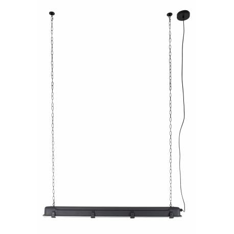 Suspension G.T.A XL Noir Zuiver Luminaire Industriel en Métal Noir Mat et Verre Trempé avec Chaînes en Métal Noir 10x14x130cm