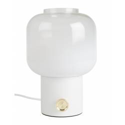 Lampe de Table Moody Blanc Zuiver Lampe sur Pied en Métal Noir et Verre Coloré Ombré avec Bouton en Laiton 20x20x29,5cm