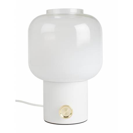 Lampe de Table Moody Blanc Zuiver Lampe sur Pied en Métal Noir et Verre Coloré Ombré avec Bouton en Laiton 20x20x29,5cm