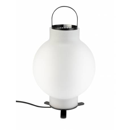 Lampe de Table Nomad Zuiver Eclairage en Métal Noir et Verre Dépoli Luminaire à Poser avec Poignée 20x20x27,5cm