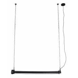 Suspension Prime Noir XL Zuiver Luminaire Industriel en Métal Noir Mat et Verre Trempé avec Chaînes en Métal Noir 13.5x130x200cm