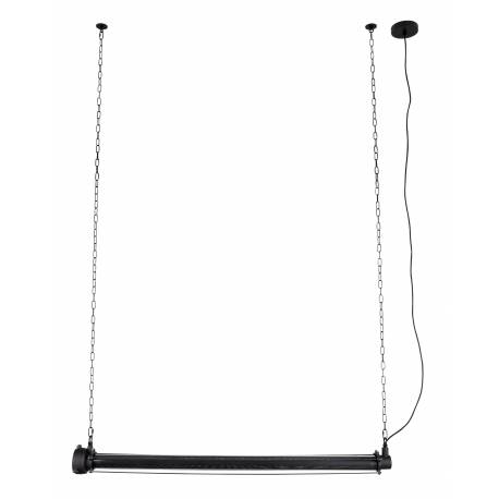 Suspension Prime Noir XL Zuiver Luminaire Industriel en Métal Noir Mat et Verre Trempé avec Chaînes en Métal Noir 13.5x130x200cm