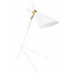 Lampe de Table Shady Blanc Zuiver Luminaire Inclinable Eclairage en Métal Blanc et Détails Plaqués Laiton 31x40x52cm