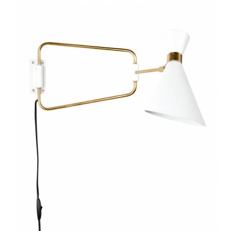 Applique Murale Shady Blanc Zuiver Luminaire Inclinable Eclairage en Métal Blanc et Détails Plaqués Laiton 14,5x31x73cm