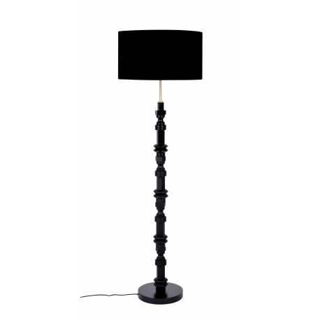 Lampadaire Totem Alu Zuiver Luminaire sur Pied Eclairage en Aluminium Laqué Noir avec Abat-Jour en Tissu Noir 46x46x148cm