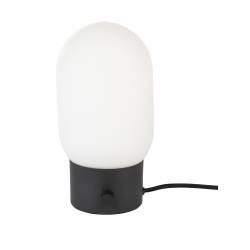Lampe de Table Urban Charger Noir Zuiver avec Gradateur et Port USB en Verre Couleur Opale Acide et Métal Noir 12,5x12,5x24,5cm