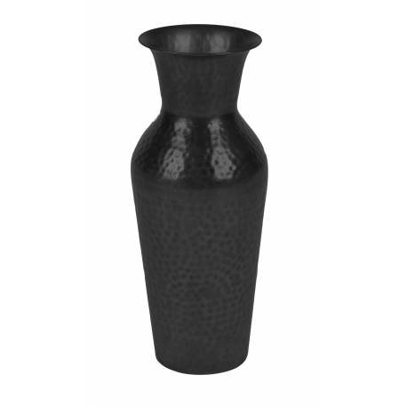 Vase Dunja Noir Antique S Woody Décoration à Poser en Acier Noir Antique 16x16x40cm