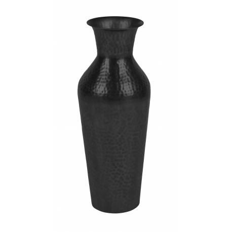 Vase Dunja Noir Antique M Woody Décoration à Poser en Acier Noir Antique 18x18x49cm