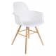 Lot de 2 Fauteuils de Table Résine Blanc et Bois Naturel Albert Kuip Zuiver Assise Chaise 55x59x81,5cm