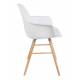 Lot de 2 Fauteuils de Table Résine Blanc et Bois Naturel Albert Kuip Zuiver Assise Chaise 55x59x81,5cm