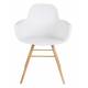 Lot de 2 Fauteuils de Table Résine Blanc et Bois Naturel Albert Kuip Zuiver Assise Chaise 55x59x81,5cm