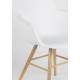 Lot de 2 Fauteuils de Table Résine Blanc et Bois Naturel Albert Kuip Zuiver Assise Chaise 55x59x81,5cm