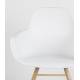 Lot de 2 Fauteuils de Table Résine Blanc et Bois Naturel Albert Kuip Zuiver Assise Chaise 55x59x81,5cm