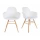 Lot de 2 Fauteuils de Table Résine Blanc et Bois Naturel Albert Kuip Zuiver Assise Chaise 55x59x81,5cm