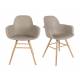 Lot de 2 Fauteuils de Table Résine Taupe et Bois Naturel Albert Kuip Zuiver Assise Chaise 55x59x81,5cm