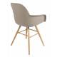 Lot de 2 Fauteuils de Table Résine Taupe et Bois Naturel Albert Kuip Zuiver Assise Chaise 55x59x81,5cm