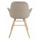 Lot de 2 Fauteuils de Table Résine Taupe et Bois Naturel Albert Kuip Zuiver Assise Chaise 55x59x81,5cm