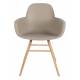 Lot de 2 Fauteuils de Table Résine Taupe et Bois Naturel Albert Kuip Zuiver Assise Chaise 55x59x81,5cm