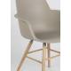 Lot de 2 Fauteuils de Table Résine Taupe et Bois Naturel Albert Kuip Zuiver Assise Chaise 55x59x81,5cm