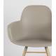 Lot de 2 Fauteuils de Table Résine Taupe et Bois Naturel Albert Kuip Zuiver Assise Chaise 55x59x81,5cm