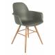 Lot de 2 Fauteuils de Table Résine Vert et Bois Naturel Albert Kuip Zuiver Assise Chaise 55x59x81,5cm