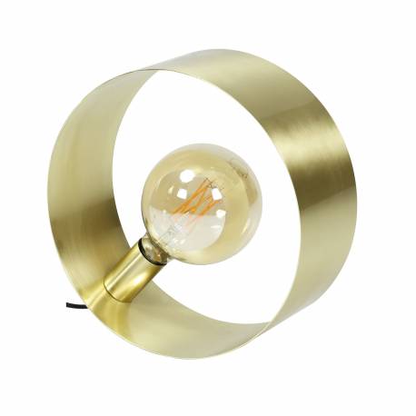 Lampe à Poser Vegas Hinsk Lampe de Table Ronde Luminaire en Métal avec Finition Laitonnée 13x30x30cm