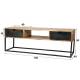 Meuble TV Catch Hinsk 2 Tiroirs 1 Niche Console de Salon en Bois d'Acacia et Métal 40x50x140cm