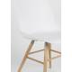 Lot de 2 Chaises Résine Blanc et Bois Naturel Albert Kuip Zuiver Assise de Table 49x55x81,5cm