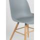 Lot de 2 Chaises Résine Gris Clair et Bois Naturel Albert Kuip Zuiver Assise de Table 49x55x81,5cm