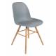 Lot de 2 Chaises Résine Gris Clair et Bois Naturel Albert Kuip Zuiver Assise de Table 49x55x81,5cm