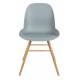 Lot de 2 Chaises Résine Gris Clair et Bois Naturel Albert Kuip Zuiver Assise de Table 49x55x81,5cm
