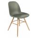 Lot de 2 Chaises Résine Vert et Bois Naturel Albert Kuip Zuiver Assise de Table 49x55x81,5cm
