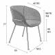 Lot de 2 Chaises Feston Zuiver Siège Design Gris Assise de Table en Tissu 55x56,5x77cm