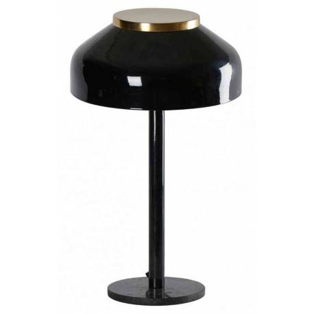 Lampe Amanite Marbre Noire Athezza Luminaire de Table Eclairage à Poser en Métal Noir et Marbre Noir 30,5x30,5x45,7cm