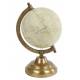 Mappemonde Globe Terrestre Décoratif Rotatif Planisphère sur Pied en Métal Crème et Gold 12x12x23cm