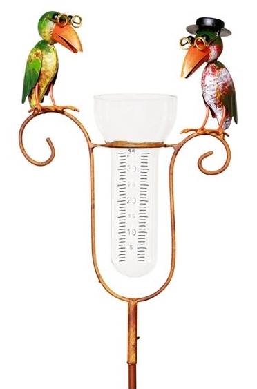 Pluviomètre à Piquer Tuteur Plante Décoration de Jardin Motif Oiseau en  Métal Multicolore et Tube en Verre 12x26x127cm - L'Héritier du Temps