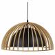 Suspension Double Rayon Athezza Eclairage Moderne Luminaire en Métal Noir et Bois Naturel 50x50cm