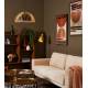 Suspension Double Rayon Athezza Eclairage Moderne Luminaire en Métal Noir et Bois Naturel 50x50cm