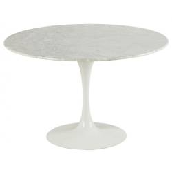 Table de Repas Marbella Athezza Table Ronde Séjour Salle à Manger en Marbre et Métal Blanc 75x120x120cm