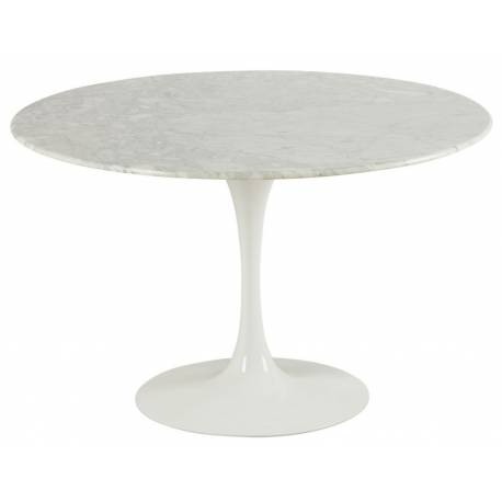 Table de Repas Marbella Athezza Table Ronde Séjour Salle à Manger en Marbre et Métal Blanc 75x120x120cm