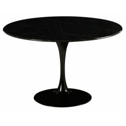 Table de Repas Marbella Athezza Table Ronde Séjour Salle à Manger en Marbre et Métal Blanc 75x120x120cm